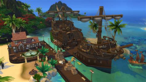 Pirateship Port With Tavern 50x50 By Bradybrad7 At Mod The Sims 4