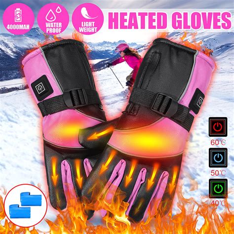 Electric Heated Gloves With Rechargeable Battery Waterproof Winter