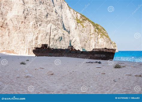 Shipwreck In Navagio Beach Greece Editorial Image Cartoondealer Com