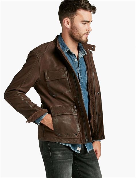 Nwd New Lucky Brand Mens Manx Brown Leather Jacket Mens Large Ebay