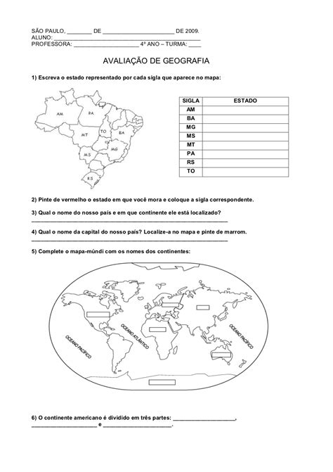 Provas De Geografia O Ano Administra O Do Munic Pio Mapas E Bairros