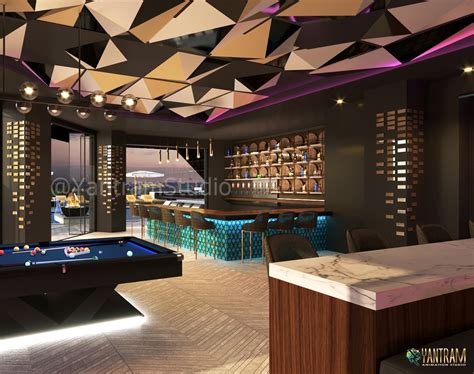 3d Interior Visualization Of An Exquisite Lounge Bar In Los Angeles By