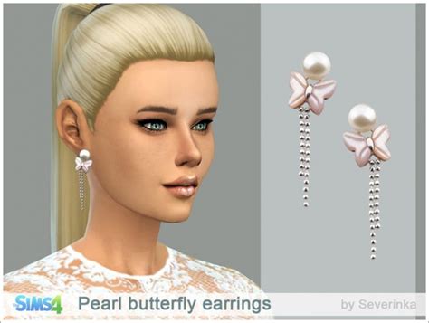 Pearl Butterfly Earrings Sims 4 Headwear