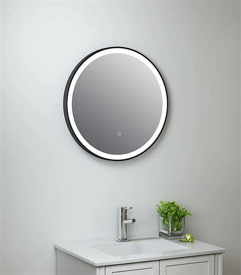 Keenware Kbm 347 Aurora Round Led Black Framed Bathroom Mirror With Demister Diy At Bandq