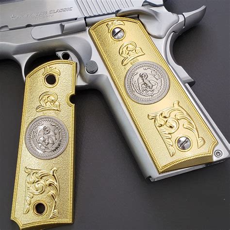 1911 Grips Full Size 45 Commander Gold Plated For Remington 1911 R1