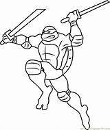 Leonardo Coloring Ninja Attacking Coloringpages101 Mutant Turtles Teenage sketch template