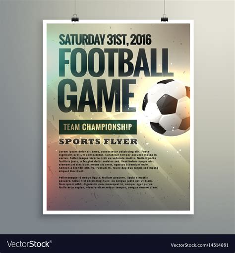 Football Event Flyer Design With Tournament Vector Image