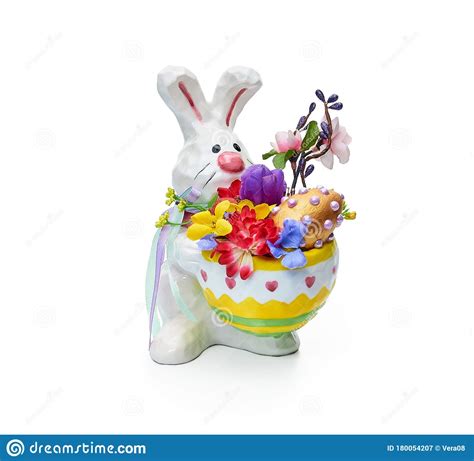 Easter Bunny With Flower Arrangement Stock Image Image Of Floristry