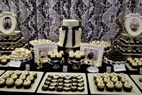 Black White Themed Wedding Inspiration Wedding Dessert Table