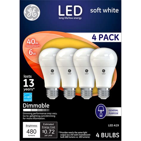 Ge Soft White 40w Replacement Led Light Bulbs General Purpose A19 4