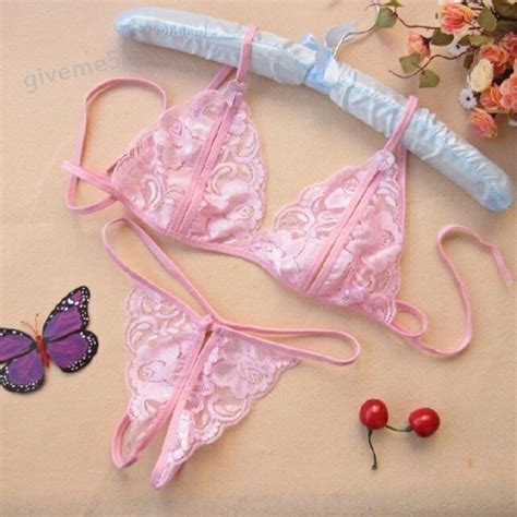 Hot Sale Sexy Chic Women Lace Open Bra Crotchless Thong G String
