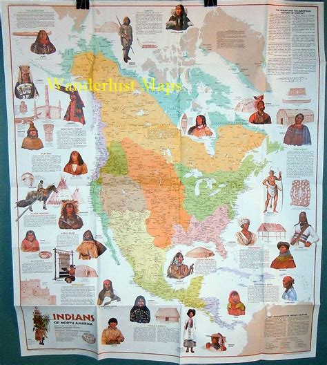 Indians Of North America Map 1979 Native American Tribes Etsy