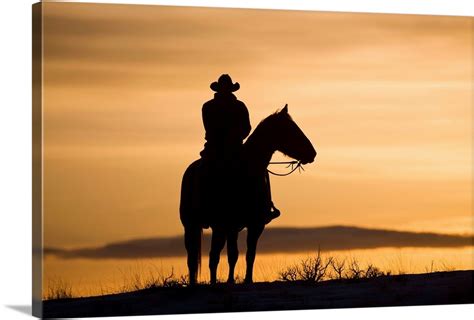 Cowboy At Sunset Wall Art Canvas Prints Framed Prints Wall Peels