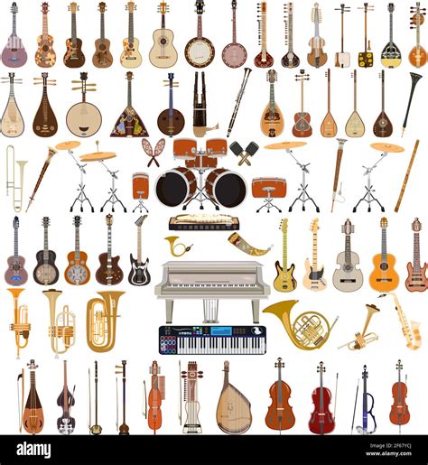 Vector Set Of Musical Instruments In Flat Style Stock Vector Image