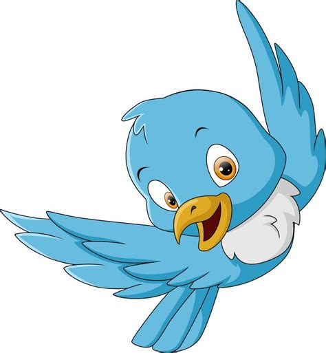 Cute Happy Blue Bird Cartoon Flying 25389878 Vector Art At Vecteezy