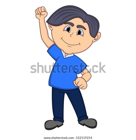Boy Raised His Hand Cartoon Vector Stock Vector Royalty Free