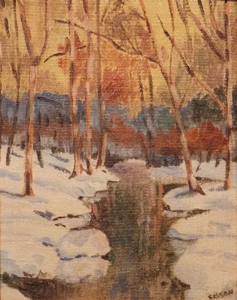 Oil Painting Winter Forest Landscape Signed “sisson” Forest Landscape