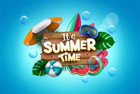 Summer Time Vector Concept Design Its Summer Time Text With Colorful