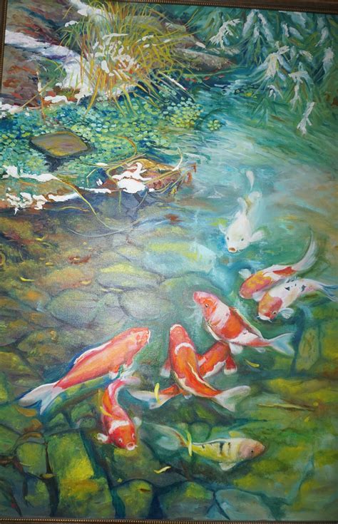 9 Koi Fish Oil Painting Modern Impressionism Colorful Koi Etsy