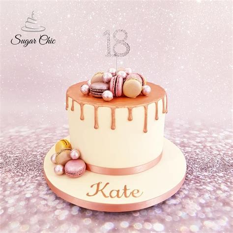 Prev simple flowers decoration for wedding. x Rose Gold Macaron Drip Cake x by Sugar Chic | 16th birthday ideas in 2019 | Gold birthday cake ...