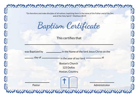 Printable Baptismal Certificate Printable World Holiday