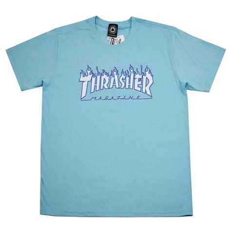 Camiseta Thrasher Flame Logo Sky Blue Hipnoise Streetwear