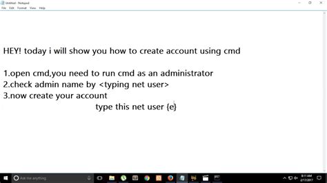 How To Create Net User Account Using Cmd In Windows 78 And 10 Youtube