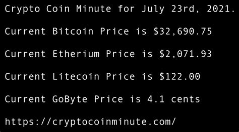 Crypto Coin Minute For July 23rd 2021 Crypto Coin Minute