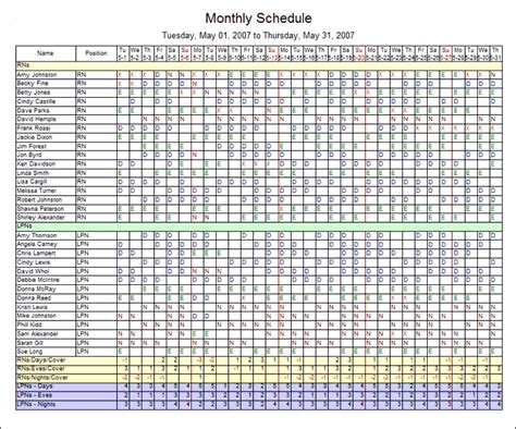 Employee Work Schedule Template | shatterlion.info