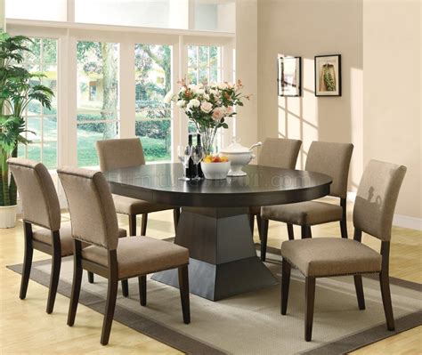The classically sophisticated slat pattern is modernized with equalizing cable glides for effortless table top exte. Myrtle Dining Table 103571 by Coaster in Coffee w/Options
