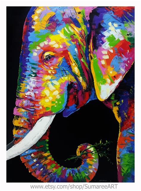 Colorful Elephant Painting On Canvas Elephant Painting Elephant Art