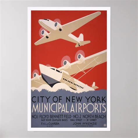Municipal Airports 1936 Vintage Air Travel Poster Zazzle