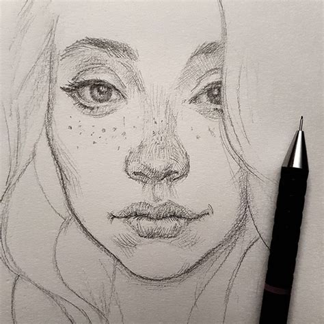 Tired, but wanted to do a sketch. #drawing #freckles #graphite #sketch