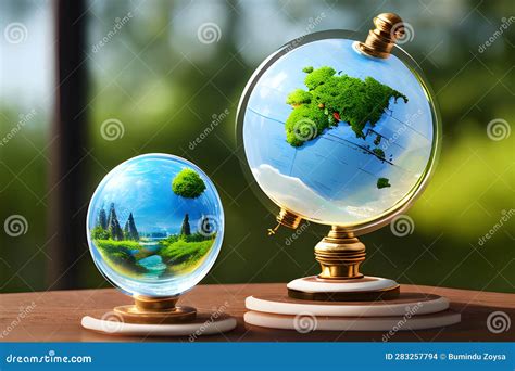 Two Glass Globes With Nature Vibes Generative Ai Stock Illustration Illustration Of Sunlight