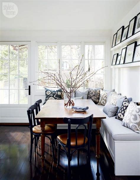 The pic below is from the more formal dining area (which is very near the kitchen table) and features a leather dining banquette. 15 Kitchen Banquette Seating Ideas For Your Breakfast Nook