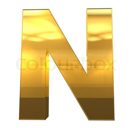 Letter N From Gold With Gold Frame Stock Image Colourbox