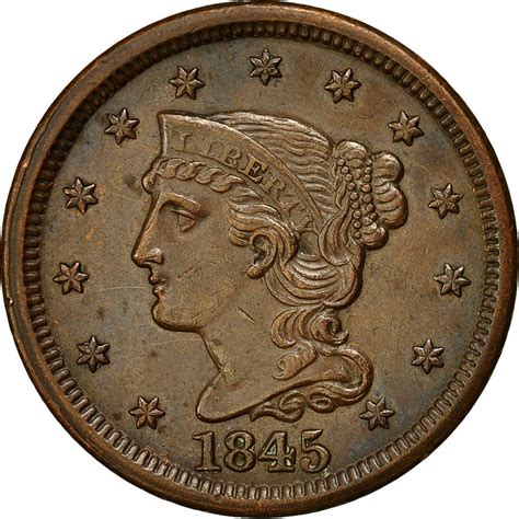 One Cent 1845 Braided Hair Coin From United States Online Coin Club