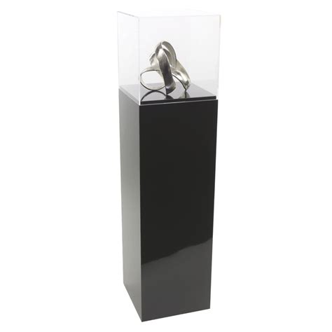 gloss black laminate pedestal display case with acrylic cover display case gloss black