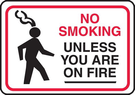 No Smoking Unless You Are On Fire Funny Labels Lagh340