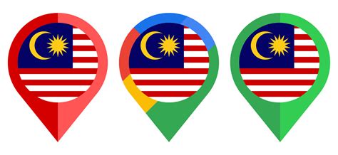 Flat Map Marker Icon With Malaysia Flag Isolated On White Background
