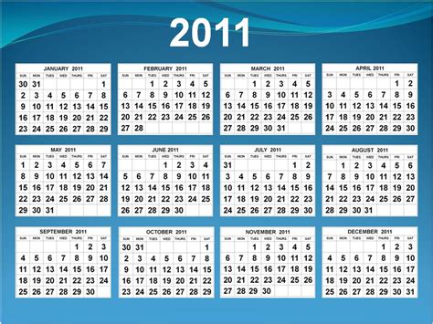 One Page Calendar 2011 Pdf Sanfiles