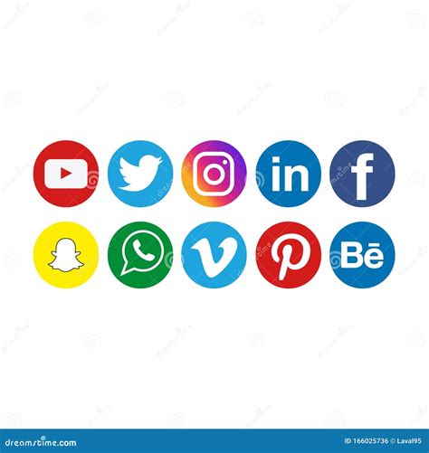 Iconos De Redes Sociales Redondos O Logos De Redes Sociales Conjunto De