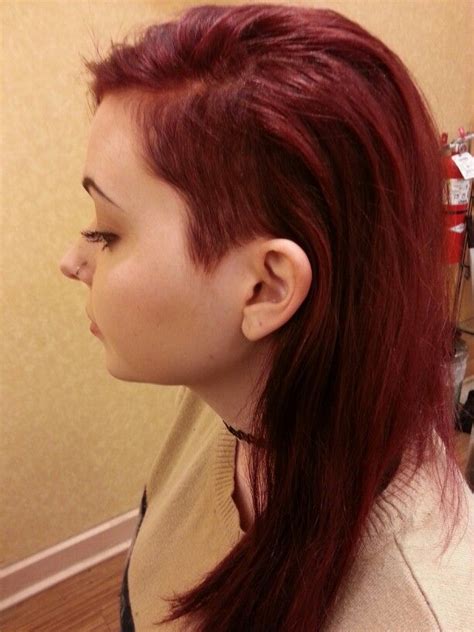 Red Half Shaved Hair Hair Pinterest