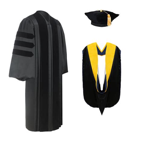 Deluxe Doctoral Graduation Tam Gown And Hood Package Graduation Cap