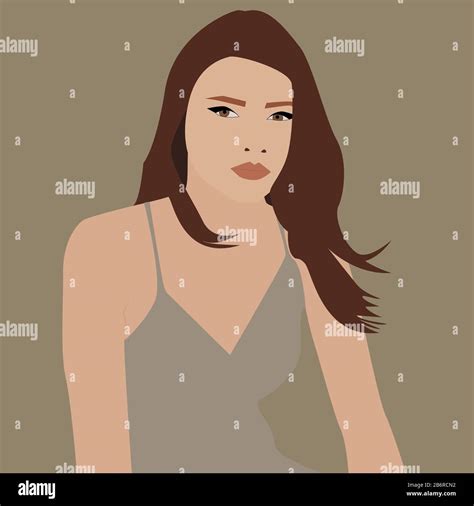 Woman With Brown Hair Illustration Vector On White Background Stock