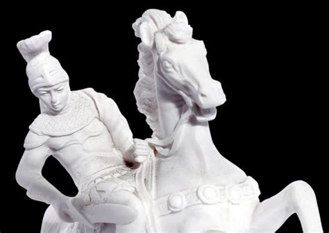 Alexander The Great Riding Bucephalus Alabaster Statue