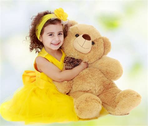 Little Girl Hugging Teddy Bear Stock Photo Image Of Child Baby 78403944
