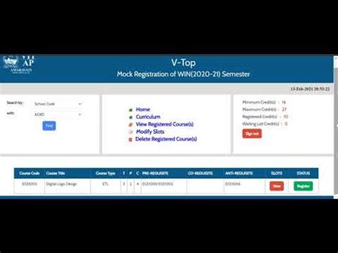 VITAP FFCS Course Registration YouTube