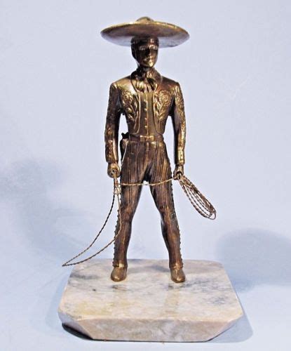 Sculpture Mexican Cowboy Charro Vaquero Statue Bronze Metal Western