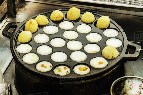 Sticky Rice Balls Cooking In The Psar Chas Old Market In Centre Of This